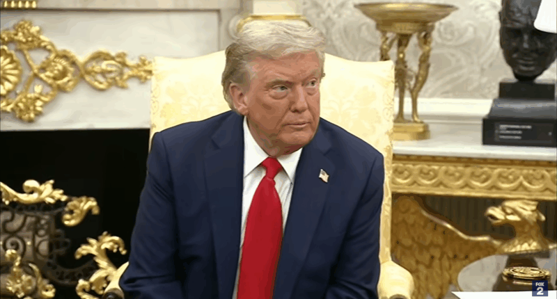 Donald Trump holding a meeting with Zelensky.