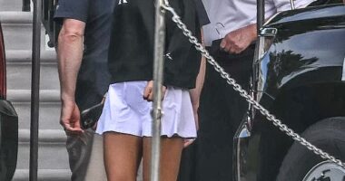 President Donald Trump was seen in the south lawn of the White House with his granddaughter Kai on Saturday morning