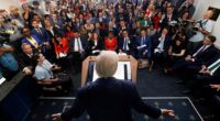 President Donald Trump headlined a press briefing about Washington, D.C. Monday morning that easily attracted more than 100 journalists