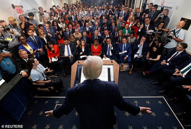 President Donald Trump headlined a press briefing about Washington, D.C. Monday morning that easily attracted more than 100 journalists