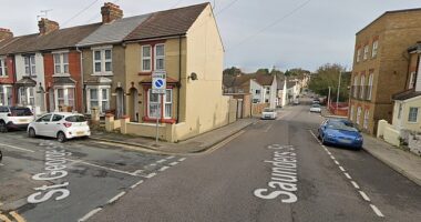 It is alleged a man pulled the victim into an alleyway as she was walking in Saunders Street, near the junction with St George's Road (pictured), before sexually assaulting her