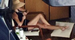 Victoria Beckham basked in the sun in a swimsuit as she and her husband David continued to enjoy their summer break aboard their £16 million superyacht