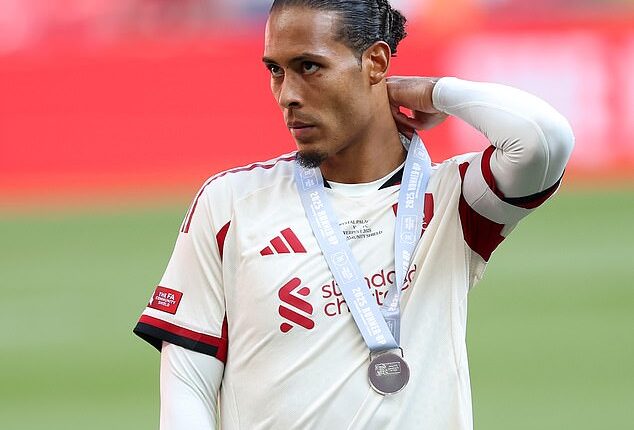 Virgil van Dijk hits out at Crystal Palace fans who spoiled minute's silence for Diogo Jota before Liverpool's Community Shield defeat by Crystal Palace at Wembley