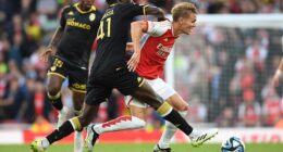 Soungoutou Magassa, pictured (centre) tackling Arsenal's Martin Odegaard during a pre-season friendly in 2023, has been the subject of a £17m offer from West Ham United