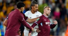 Jarrod Bowen was involved in a heated exchange with furious West Ham supporters after Tuesday’s 3-2 defeat at Wolves