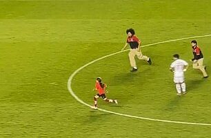 A young fan was seen field invading during Chicago Fire's recent MLS game