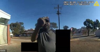 Martu man Lance Stewart, 25, held up his middle finger at WA Police as they attended a separate incident on a Kalgoorlie street about 2.30pm on May 8, 2024