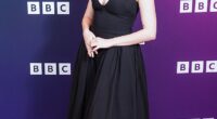 Aimee Lou Wood looked glamorous as she posed for pictures at a BBC screening of the Film Club at the Charlotte Street Hotel in London on Monday