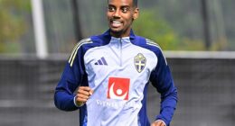 Alexander Isak looked in extremely high spirits as he was pictured in Sweden training having secured his move to Liverpool
