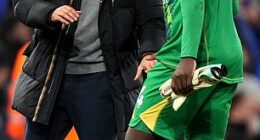 Ruben Amorim with Andre Onana after his first game in charge at Ipswich