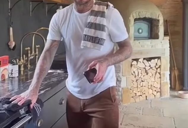David Beckham showed off his homemade jam made using plums from his Cotswolds garden on Saturday