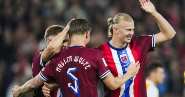 Erling Haaland scored five goals for Norway in their 11-1 win over Moldova on Tuesday night