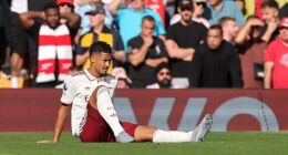 Arsenal defender William Saliba could be out for three to four weeks with an ankle injury