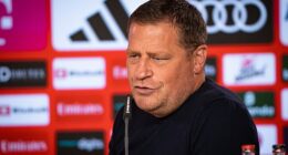 Bayern Munich sporting director Max Eberl has not denied reports that Harry Kane's contract includes a clause allowing him to leave the club next summer