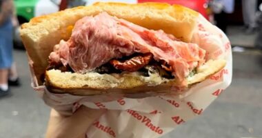 Londoners flocked to the brand new London branch of All'Antico Vinaio, a Florentine sandwich shop that claims to be 'the most famous in the world'