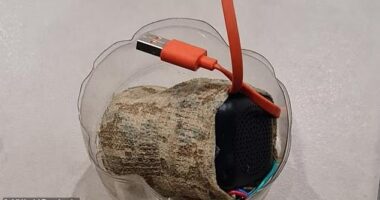 Pictured is the 'suspicious item' found at the Arundel mosque on Sunday