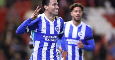 Brighton forward Diego Gomez scored a sensational four goals for Brighton on Tuesday night