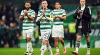 McGregor leads the Celtic players' applause of the support after the full-time whistle