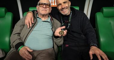 Enzo Maresca (right) has told Raheem Sterling that his father (left) has had a hard life - not the £300,000-a-week star