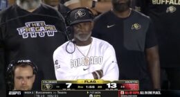 A still from ESPN's broadcast after missing the first play out of the two minute warning