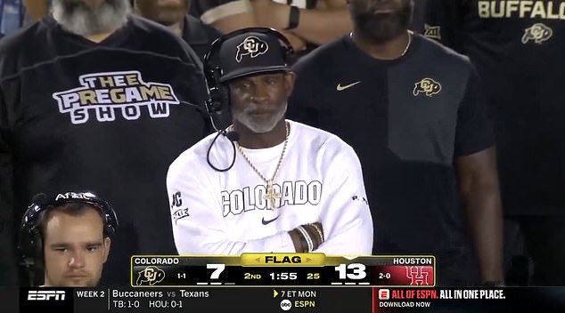 A still from ESPN's broadcast after missing the first play out of the two minute warning