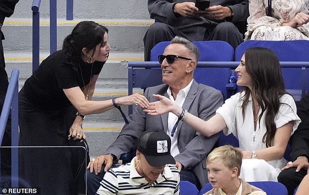 Courteney Cox reunited with Bruce Springsteen at the U.S. Open over the weekend, 40 year after starring in his music video Dancing In The Dark