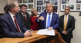 Donald Trump fired Lewandowski (far right) as his campaign manager during the 2016 presidential election