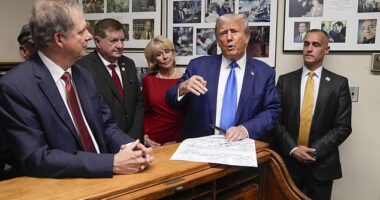 Donald Trump fired Lewandowski (far right) as his campaign manager during the 2016 presidential election