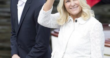 Crown Princess Mette-Marit of Norway (pictured with her son, Marius Borg Hoiby, in 2016 ) has been forced to cancel the majority of her official engagements in October due to her chronic lung condition
