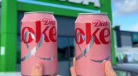 Diet Coke fans have gone wild after limited edition pink cans (pictured) launched in a popular UK supermarket