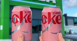 Diet Coke fans have gone wild after limited edition pink cans (pictured) launched in a popular UK supermarket