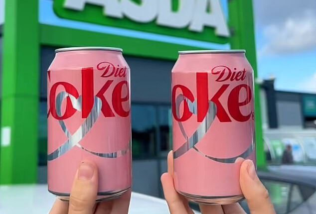 Diet Coke fans have gone wild after limited edition pink cans (pictured) launched in a popular UK supermarket