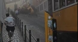 Horrifying footage captured the chaotic scenes just moments after Lisbon's famous Gloria Funicular derailed on Wednesday