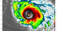 Hurricane Humberto (pictured) strengthened into a Category 5 storm on Saturday afternoon