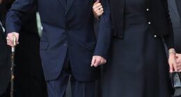 Lady Helen Taylor (pictured, right) is seen attending a vigil for her late mother, the Duchess of Kent, with her father, the Duke of Kent (pictured, left)