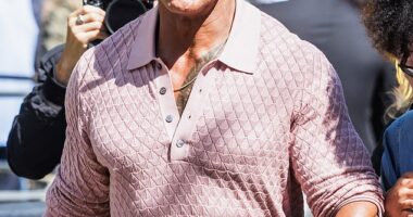 Dwayne 'The Rock' Johnson has acknowledged his weight loss after appearing shocking fans with his slimmed down frame at the 2025 Venice Film Festival; pictured on Monday