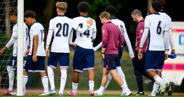 England Under-17s saw their match last night suspended for 50 minutes amid allegations that the Young Lions were racially abused