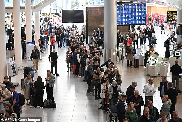 Passengers at Copenhagen Airport were left stranded after multiple large drones were seen over its runway