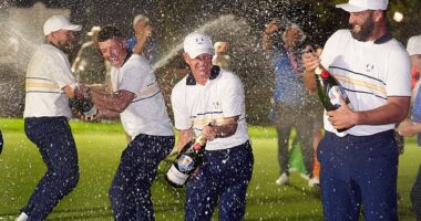 The European celebrations are underway in New York after their Ryder Cup victory on Sunday