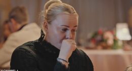 A wedding guest CHOKES on her food after being asked question about the groom she was 'trying to avoid' in the middle of meal during Monday's episode of Married At First Sight UK