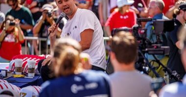 The FBI director has said the agency is investigating 'theories and questions' which exploded on social media after the shocking murder of Charlie Kirk (pictured on the day he died)