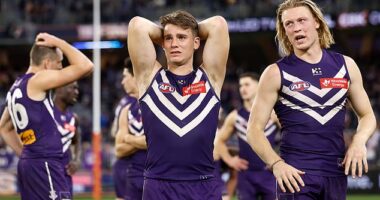 West Coast have been whacked by Will Schofield for celebrating Fremantle's one-point elimination final defeat to the Gold Coast