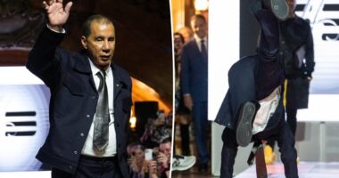 Former Gov David Paterson breakdances on fashion runway