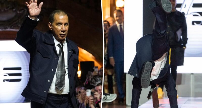 Former Gov David Paterson breakdances on fashion runway