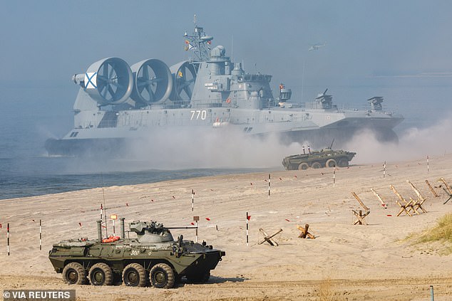 The Khmelyovka firing ground during drills to train amphibious assault, part of the active phase of the military exercises "Zapad-2021" staged by the armed forces of Russia and Belarus in Kaliningrad Region, Russia, September 11, 2021