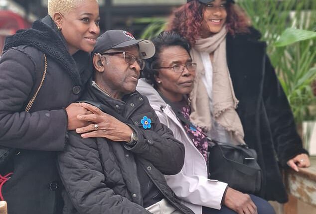 Raymond (pictured with his wife Cynthia and their daughter and granddaughter) will join other Alzheimer's Society mascots at the England v Wales friendly on October 9