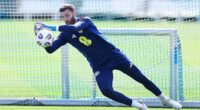 Angus Gunn trains in Copenhagen ahead of Scotland's flight out to Hungary to face Belarus