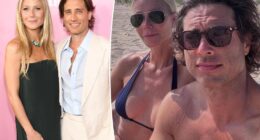 Gwyneth Paltrow flaunts her fit figure in blue bikini on beach outing with husband Brad Falchuk