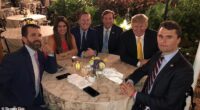 Charlie Kirk (pictured, right) was like a 'adopted son' to the President and 'little brother' to Donald Trump Jr. He has dinner with them here at Mar-a-Lago in 2019