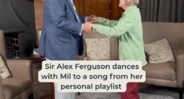 Sir Alex Ferguson beamed as he shared a heartwarming dance with a lifelong Manchester United fan living with dementia